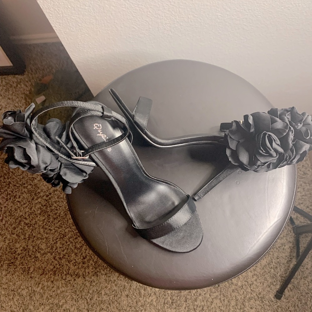 Black Stilettos with flowers